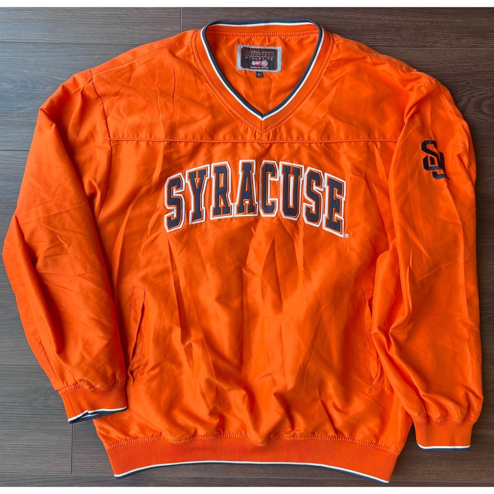 Colosseum Syracuse University Orange V-Neck Windshirt Pullover Jacket Large